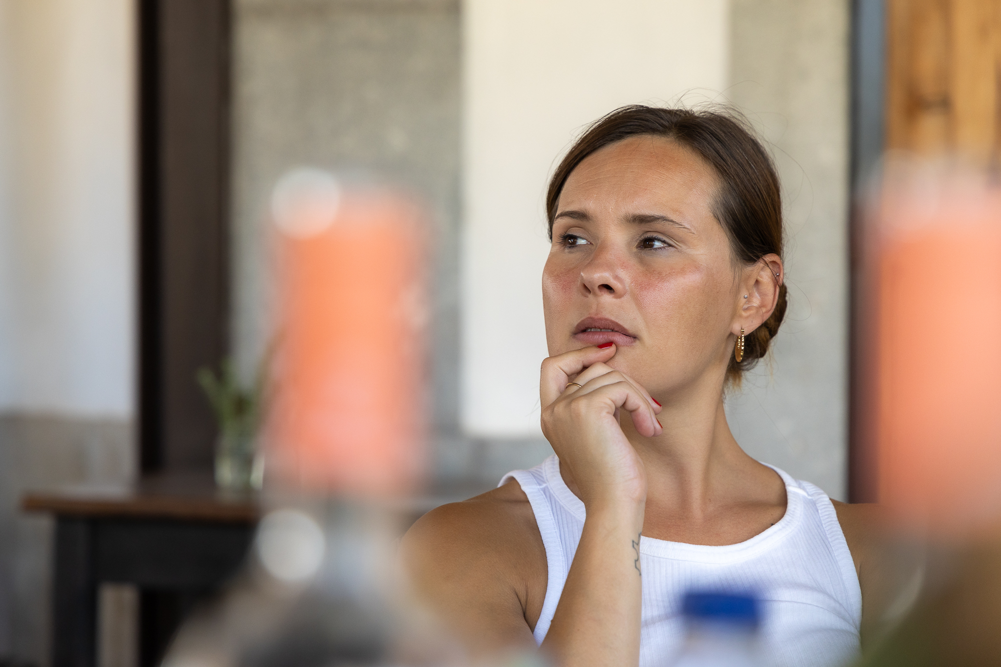 Nicola Marques, founder of Via Vinho, reflecting during a Portuguese wine tourism experience near Lisbon.